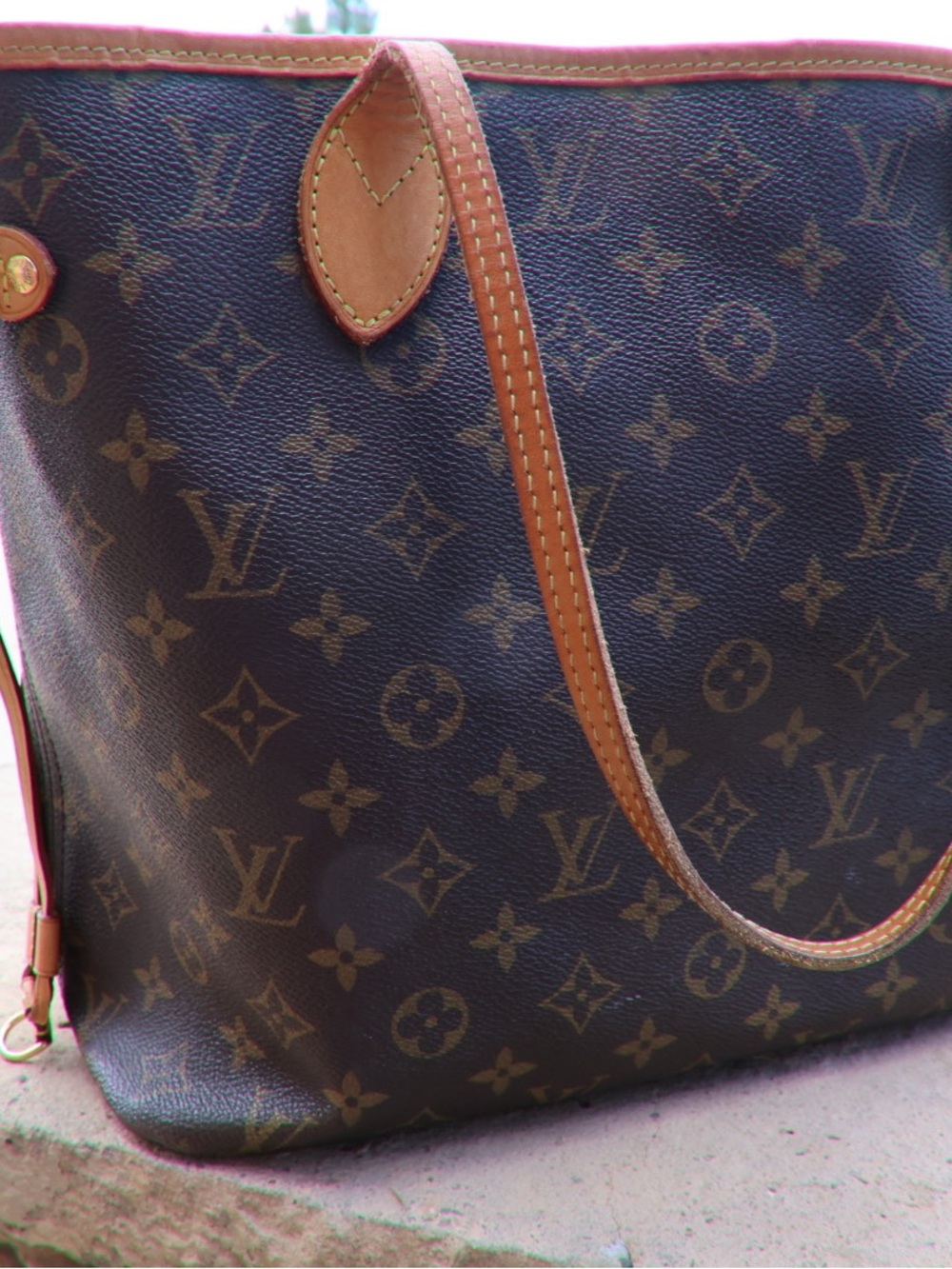 Louis Vuitton Monogram Canvas Tote in Brown and Tan Trim